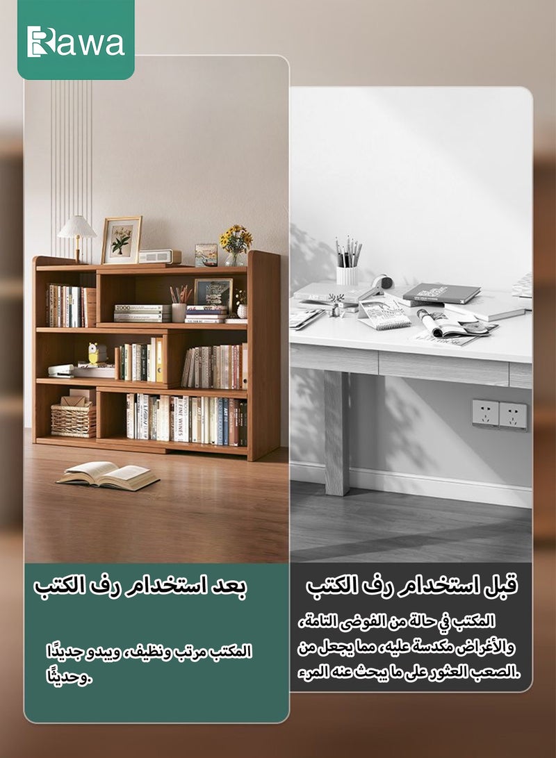 روعة خزانة كتب خشبية قائمة بذاتها ذات سعة كبيرة على شكل مكعب بثلاثة مستويات، رف تخزين مكتبي متعدد المستويات قابل للتعديل من 40 إلى 70 سم، خزانة منخفضة متعددة المستويات، رف تخزين عرض متعدد الوظائف للاستخدام المنزلي والمكتبي، منظم مكتب مكتبي ودراسي، رف عرض كتب زخرفي. - Image 5